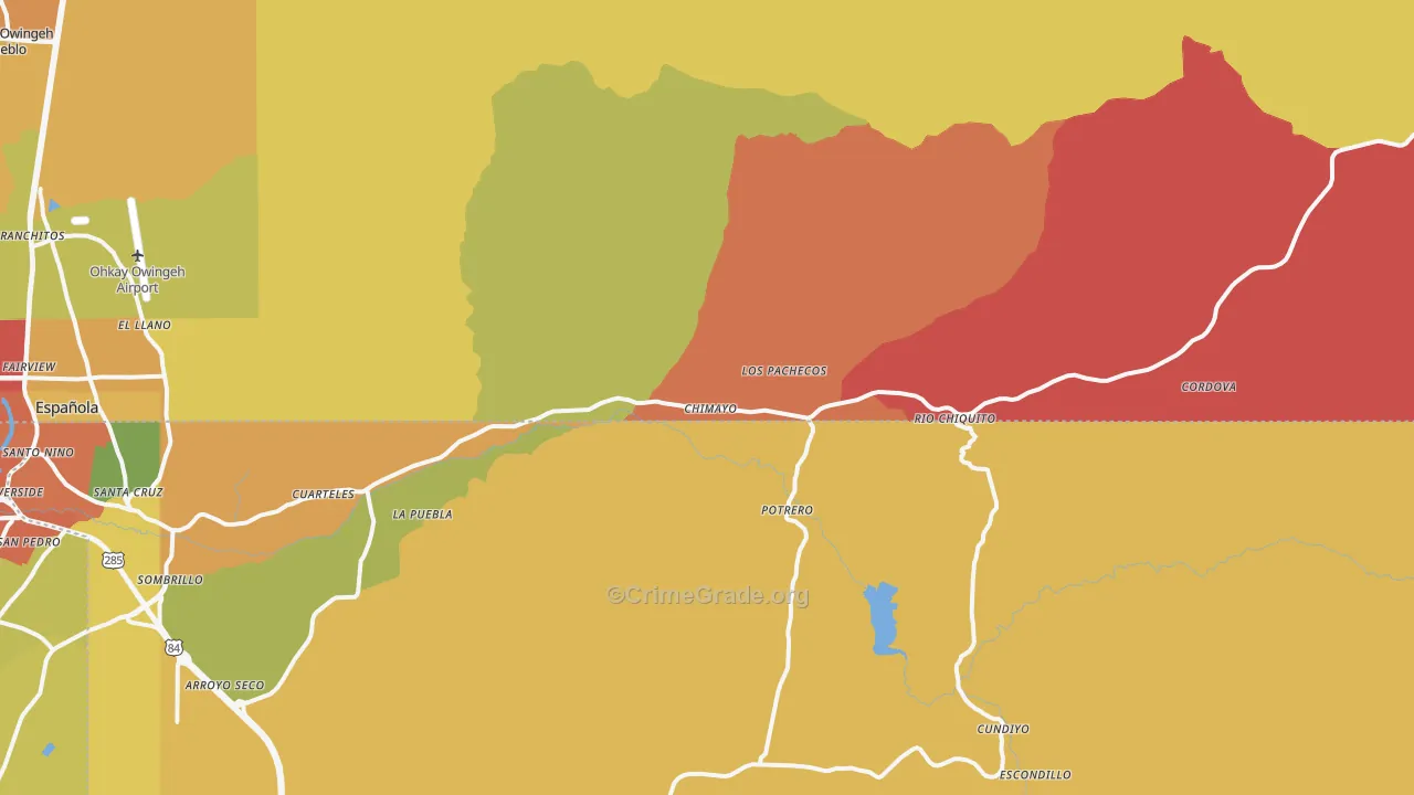 Chimayo, NM Map of Robbery Rates