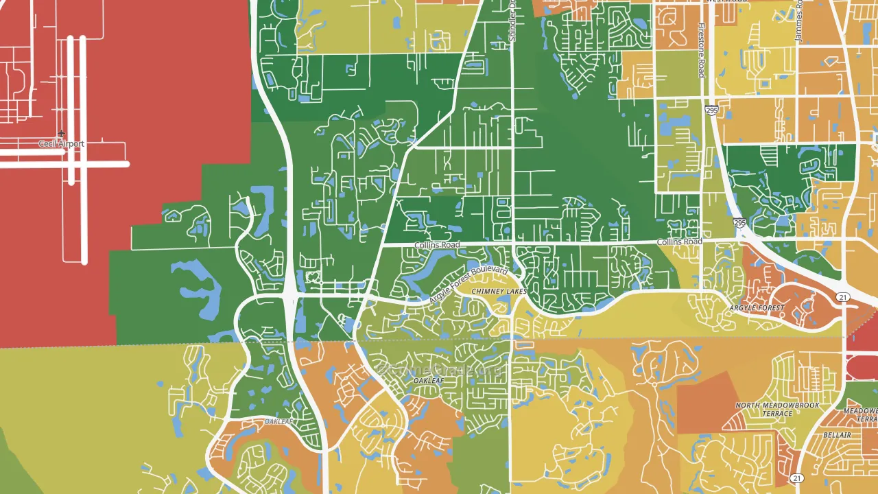 Chimney Lakes, Jacksonville, FL Map of Robbery Rates