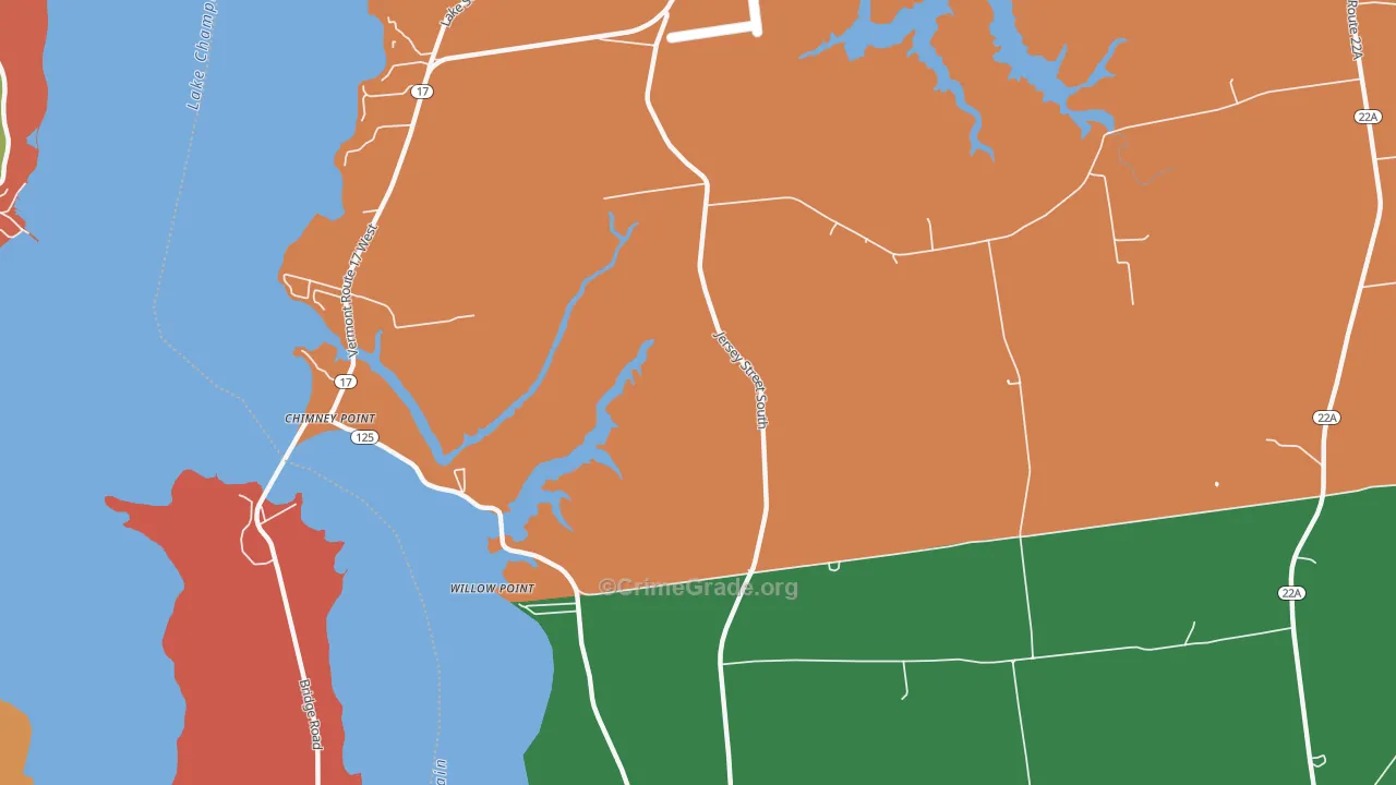Chimney Point, VT Map of Robbery Rates