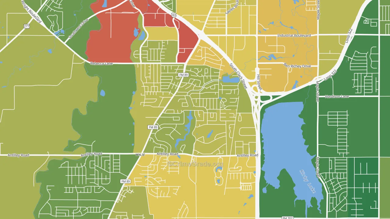 Chimney Rock Area, Abilene, TX Map of Robbery Rates