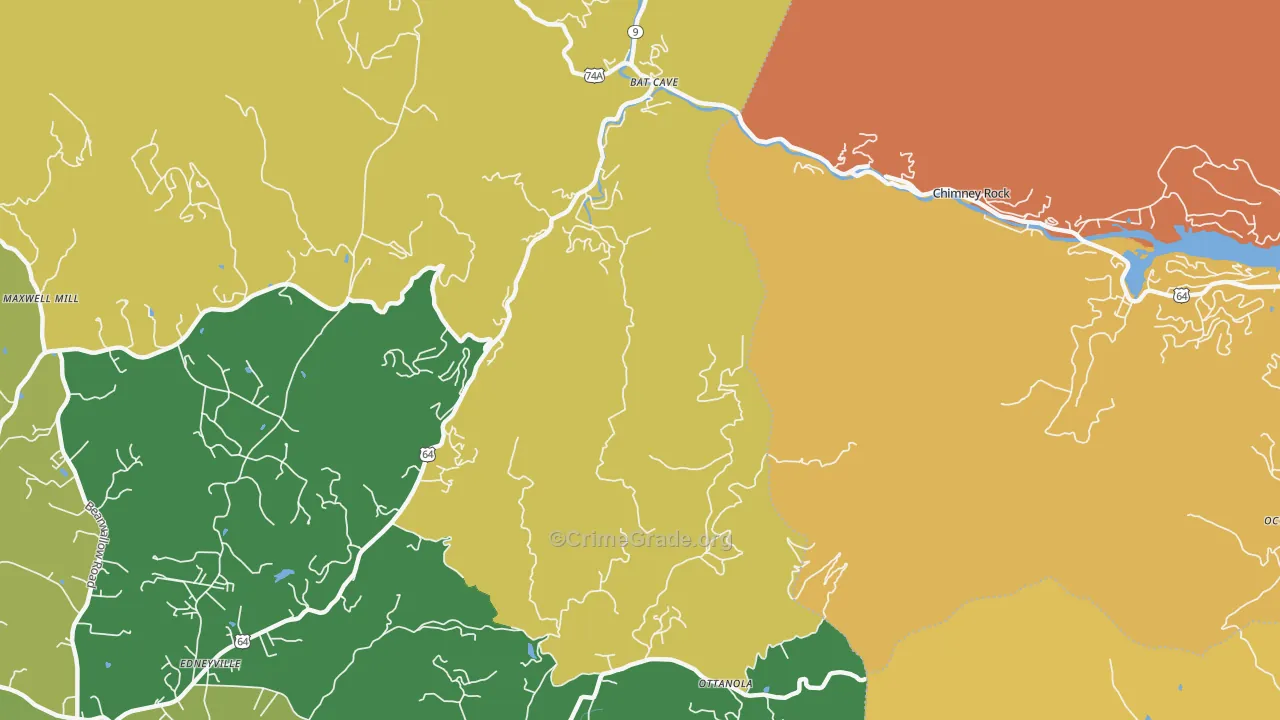 Chimney Rock, NC Map of Robbery Rates