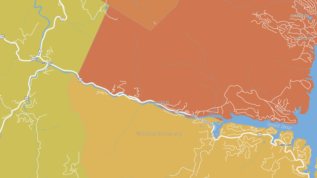 Chimney Rock Village, NC Map of Robbery Rates
