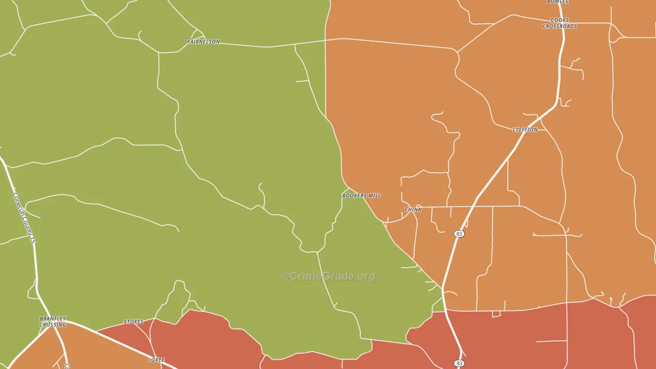 China, AL Map of Robbery Rates
