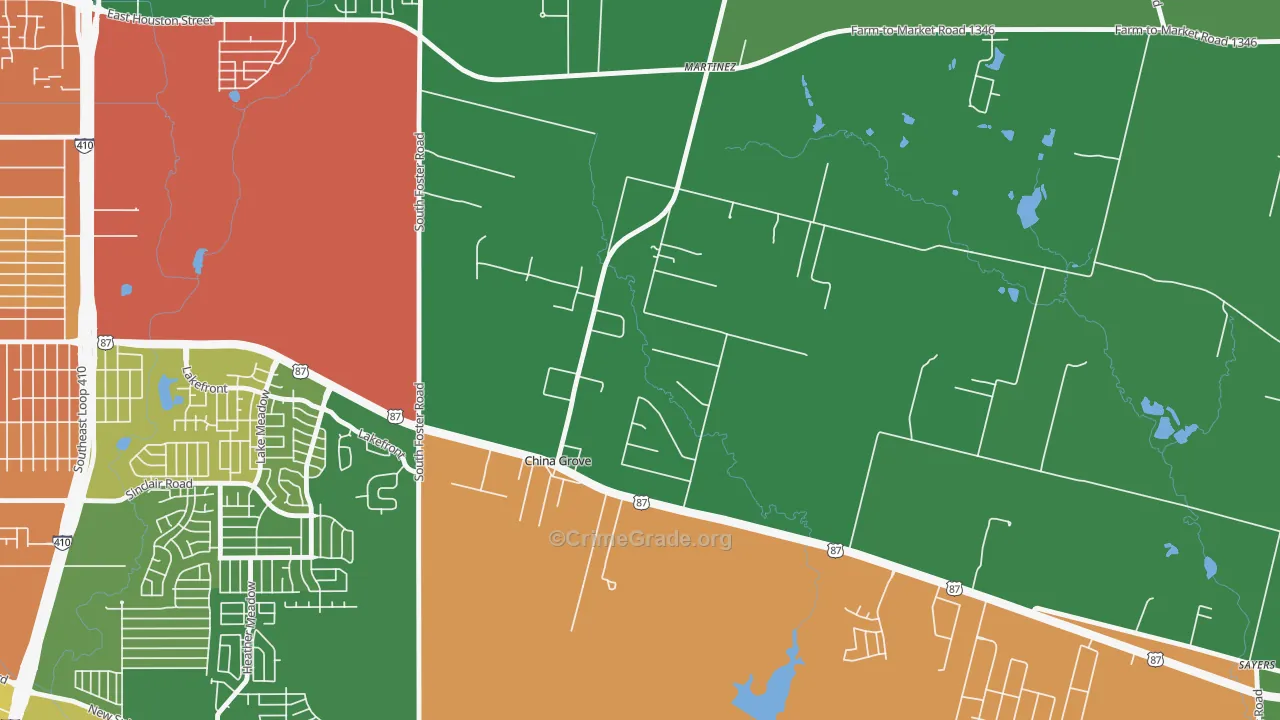 China Grove, TX Map of Robbery Rates