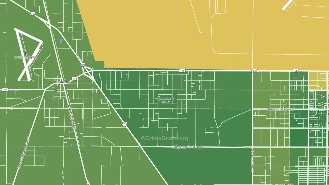 China Lake Acres, CA Map of Robbery Rates