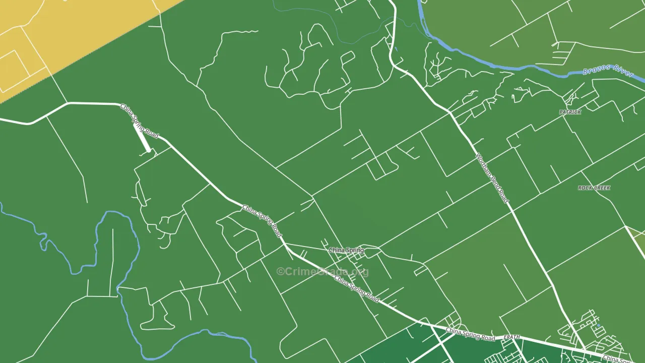 China Spring, TX Map of Robbery Rates