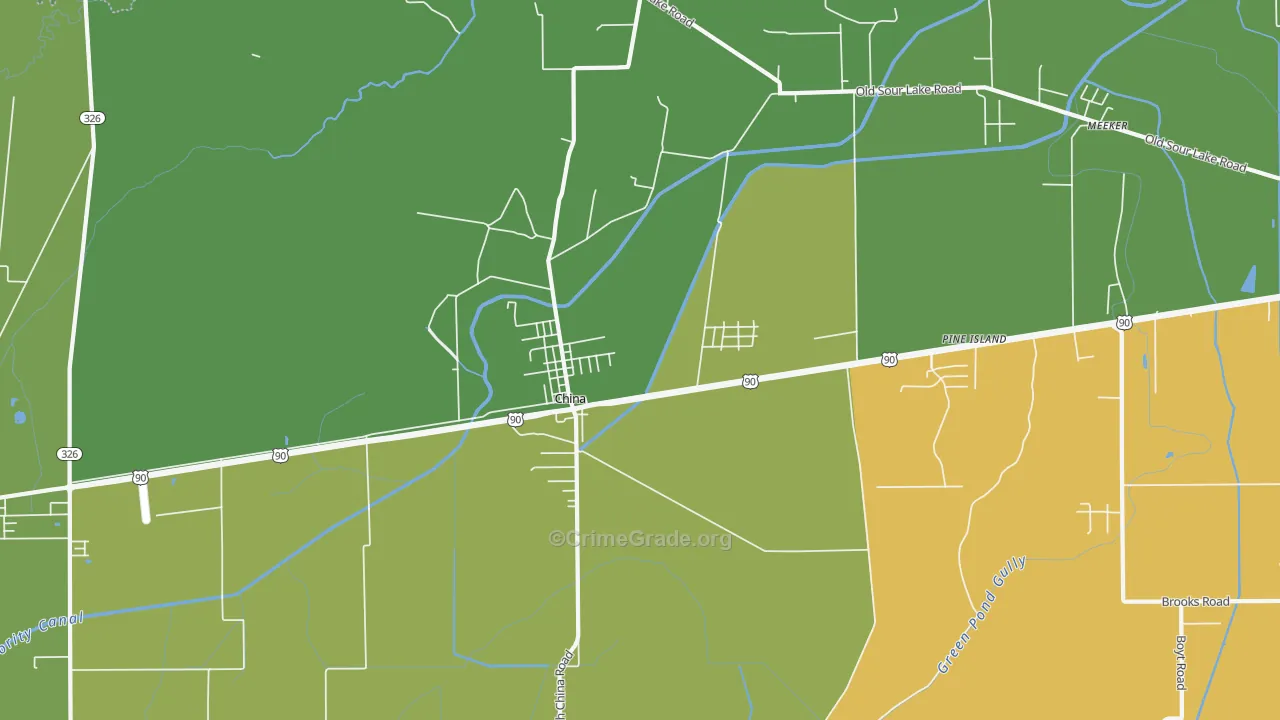 China, TX Map of Robbery Rates