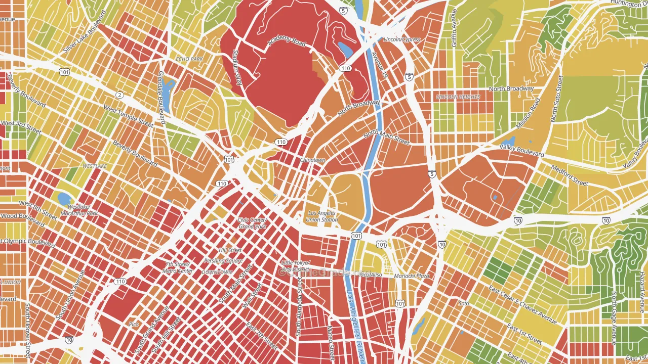 Chinatown, Los Angeles, CA Map of Robbery Rates