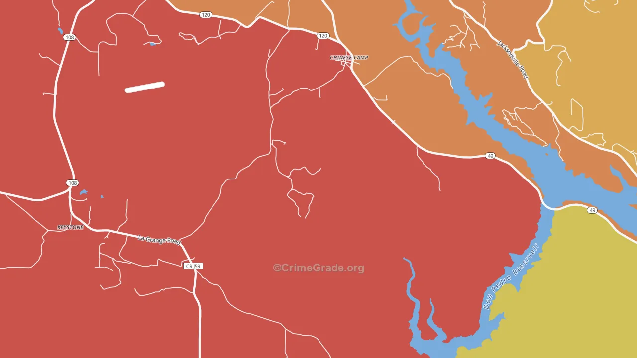 Chinese Camp, CA Map of Robbery Rates
