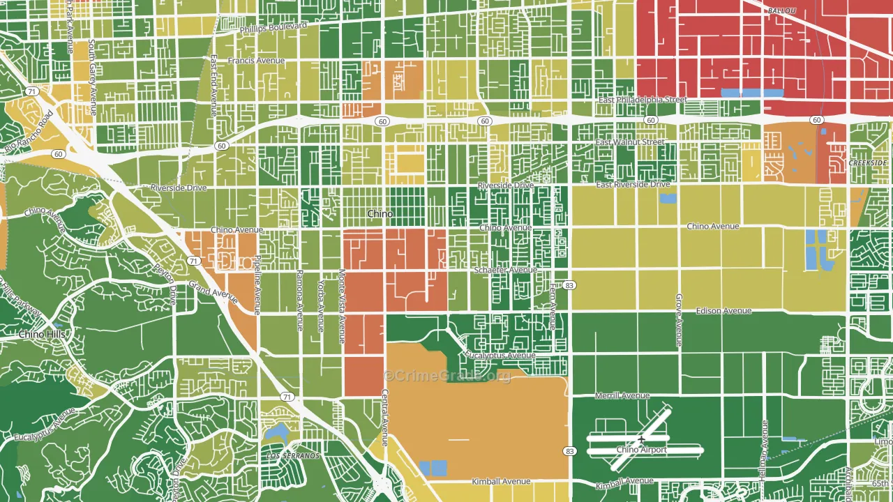 Chino, CA Map of Robbery Rates
