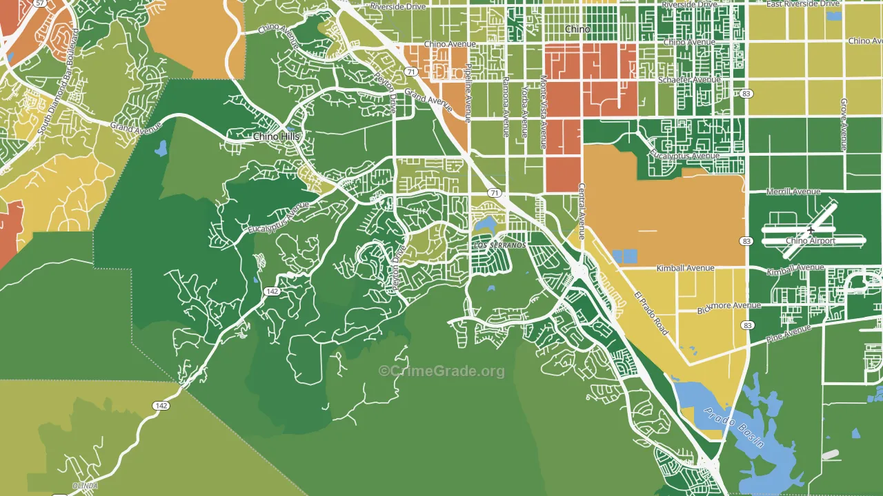 Chino Hills, CA Map of Robbery Rates
