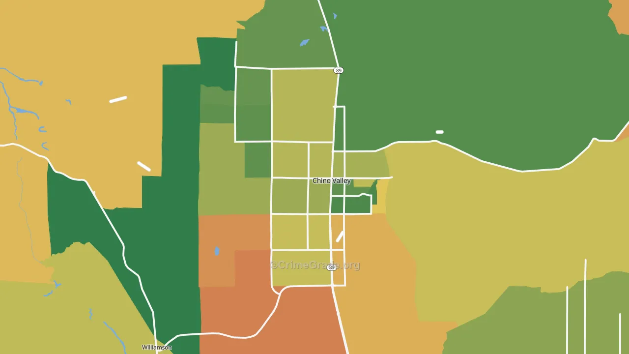 Chino Valley, AZ Map of Robbery Rates
