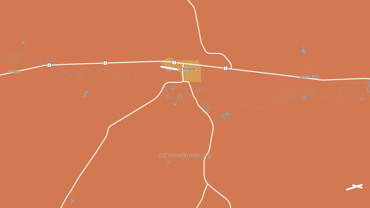 Chinook, MT Map of Robbery Rates