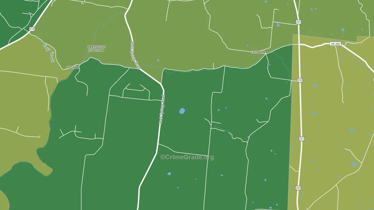 Chipman, TN Map of Robbery Rates