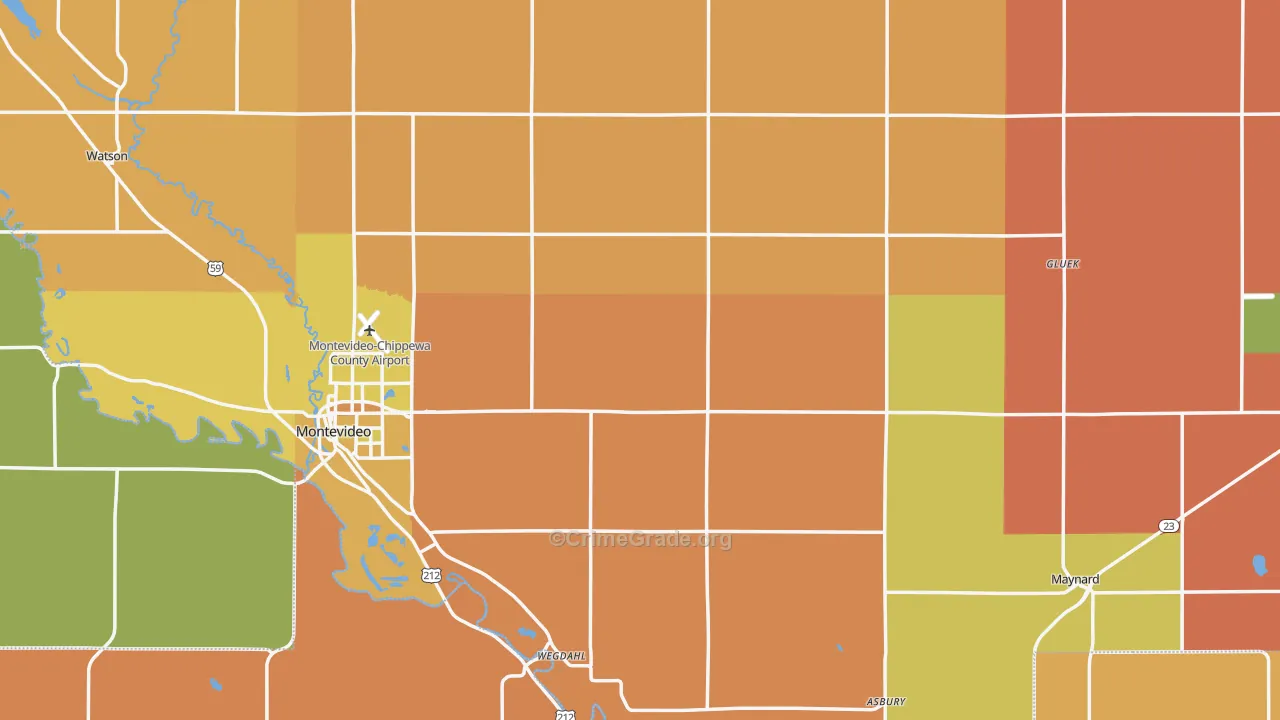 Chippewa County, MN Map of Robbery Rates