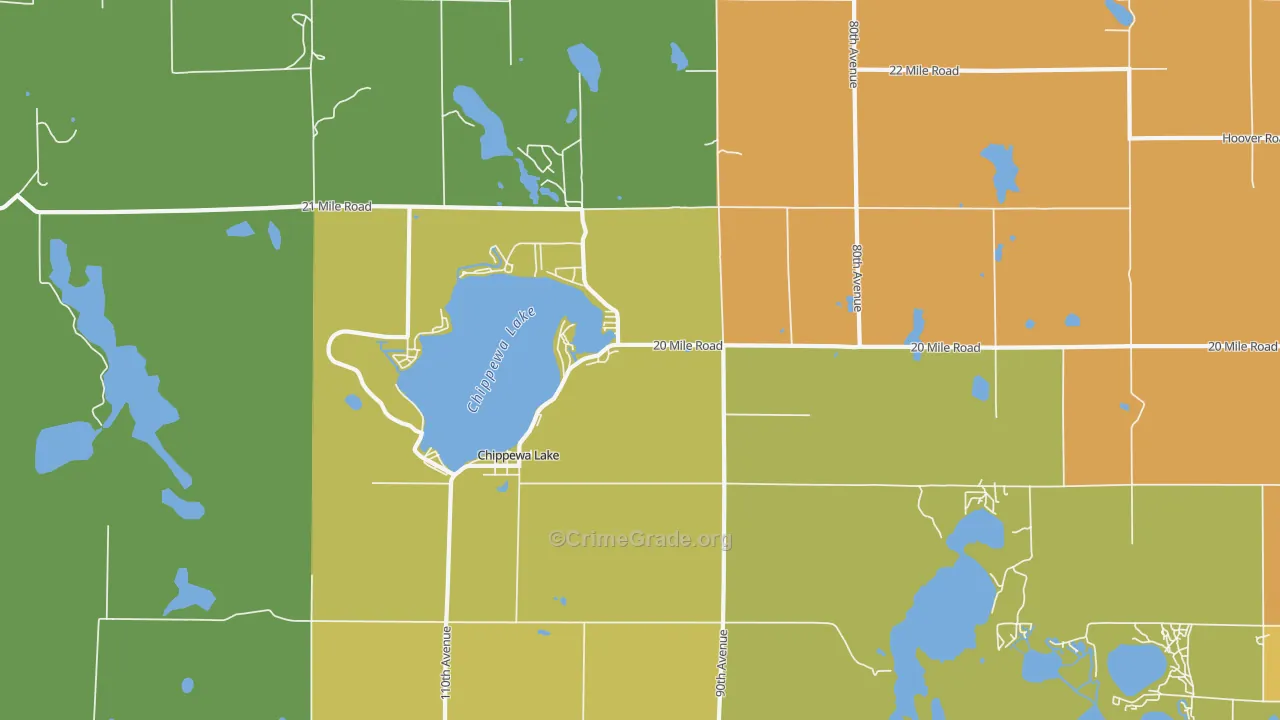 Chippewa Lake, MI Map of Robbery Rates