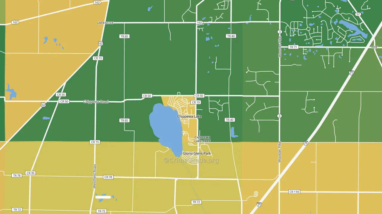 Chippewa Lake, OH Map of Robbery Rates