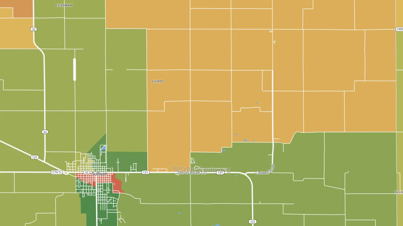 Chipps, IL Map of Robbery Rates