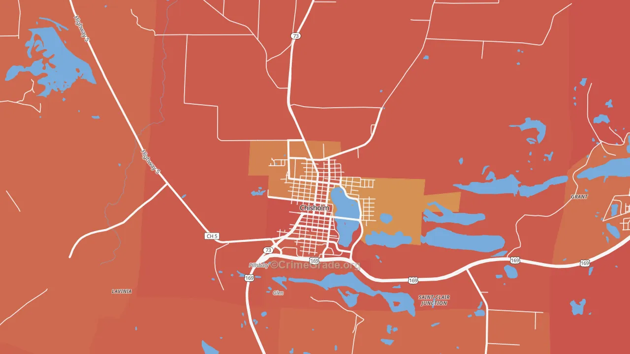 Chisholm, MN Map of Robbery Rates