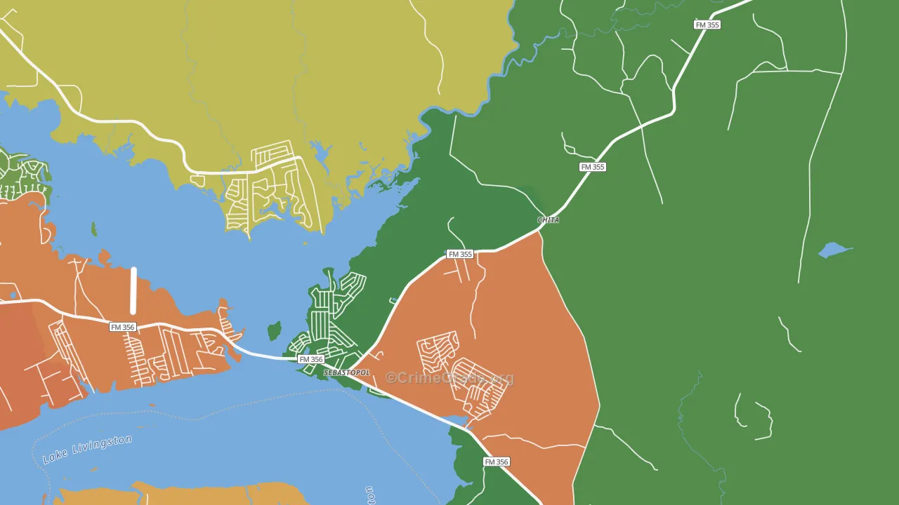 Chita, TX Map of Robbery Rates