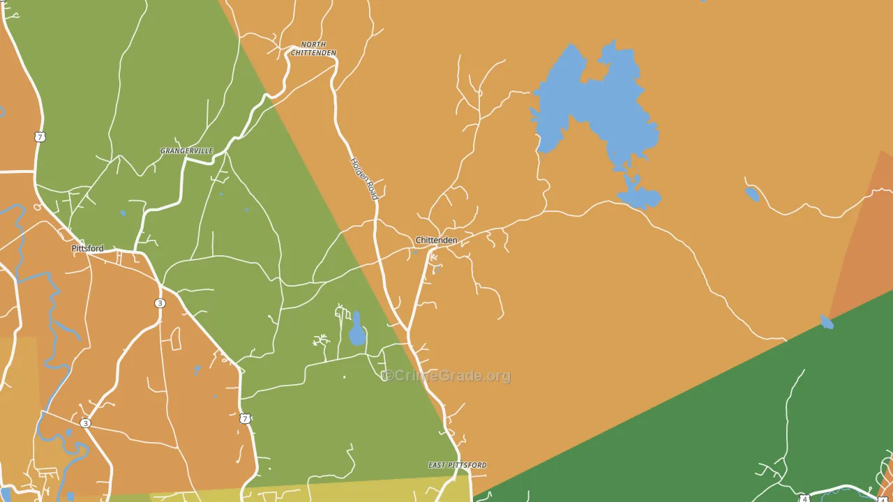 Chittenden, VT Map of Robbery Rates