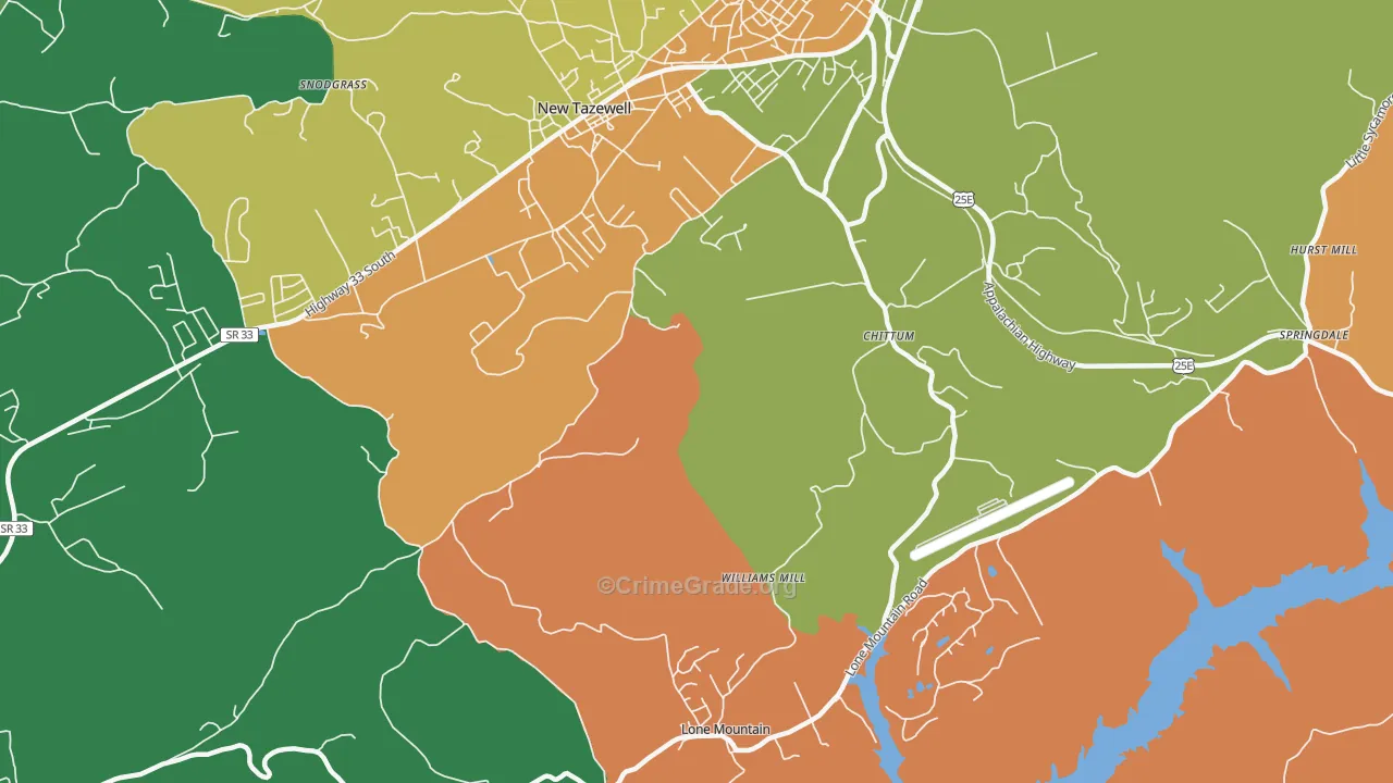Chittum, TN Map of Robbery Rates
