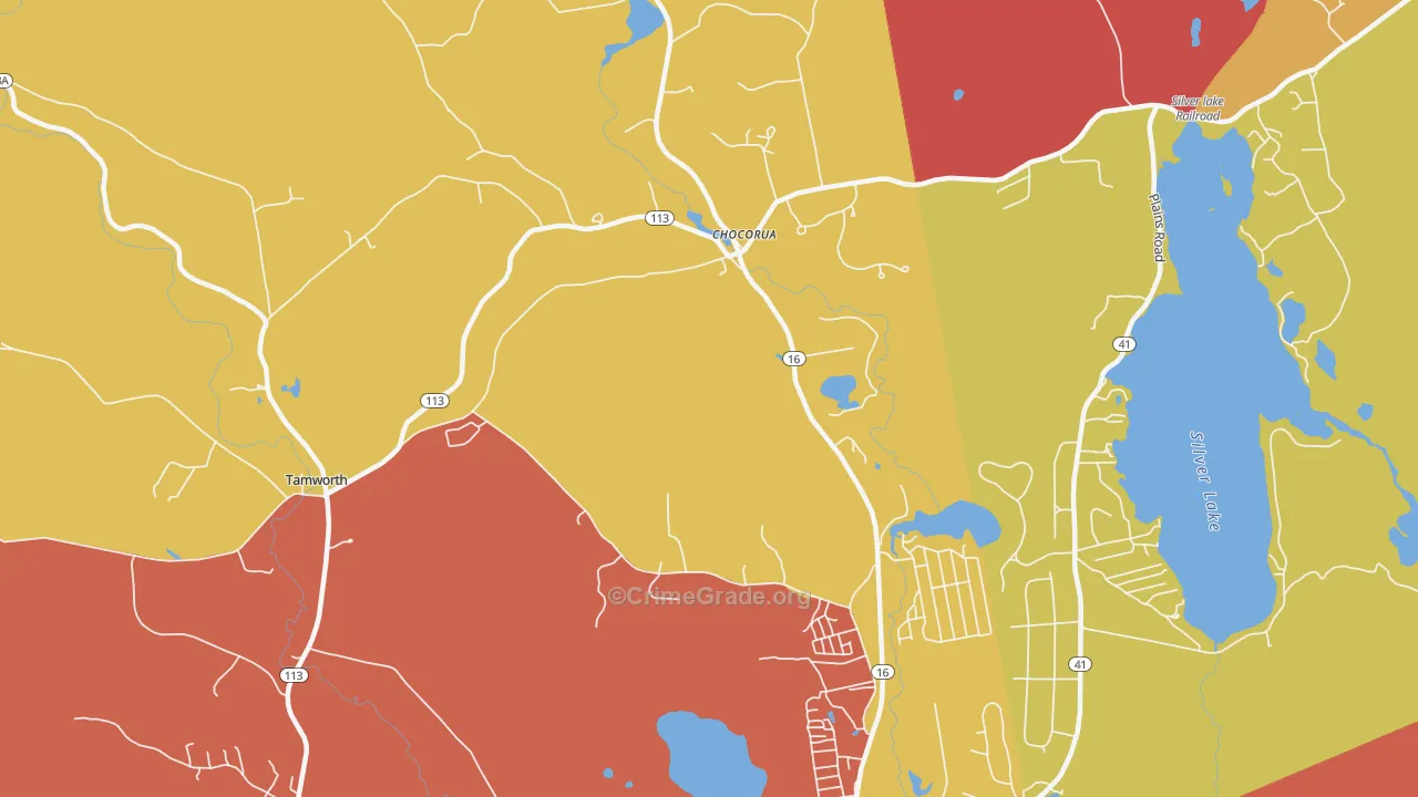Chocorua, NH Map of Robbery Rates