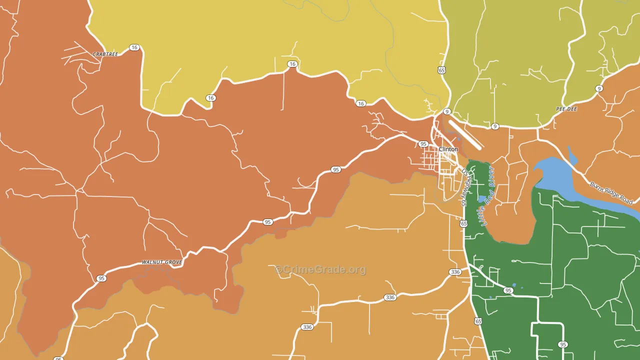 Choctaw, AR Map of Robbery Rates