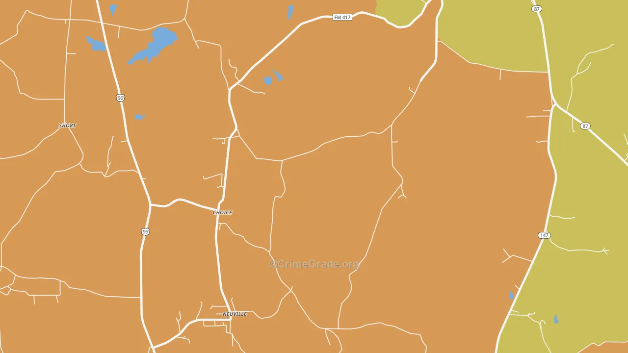 Choice, TX Map of Robbery Rates
