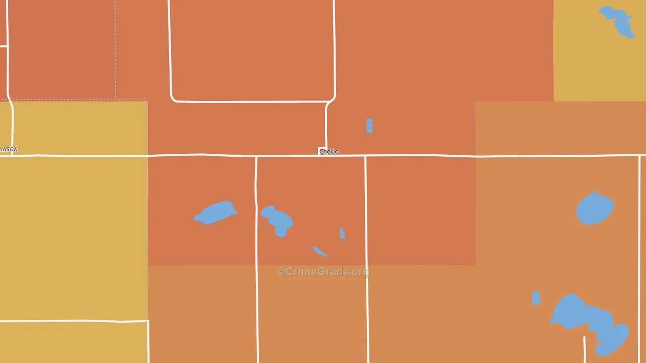 Chokio, MN Map of Robbery Rates