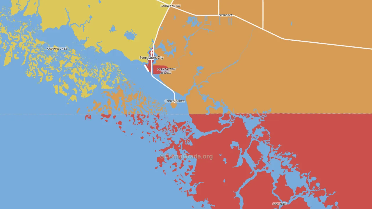 Chokoloskee, FL Map of Robbery Rates
