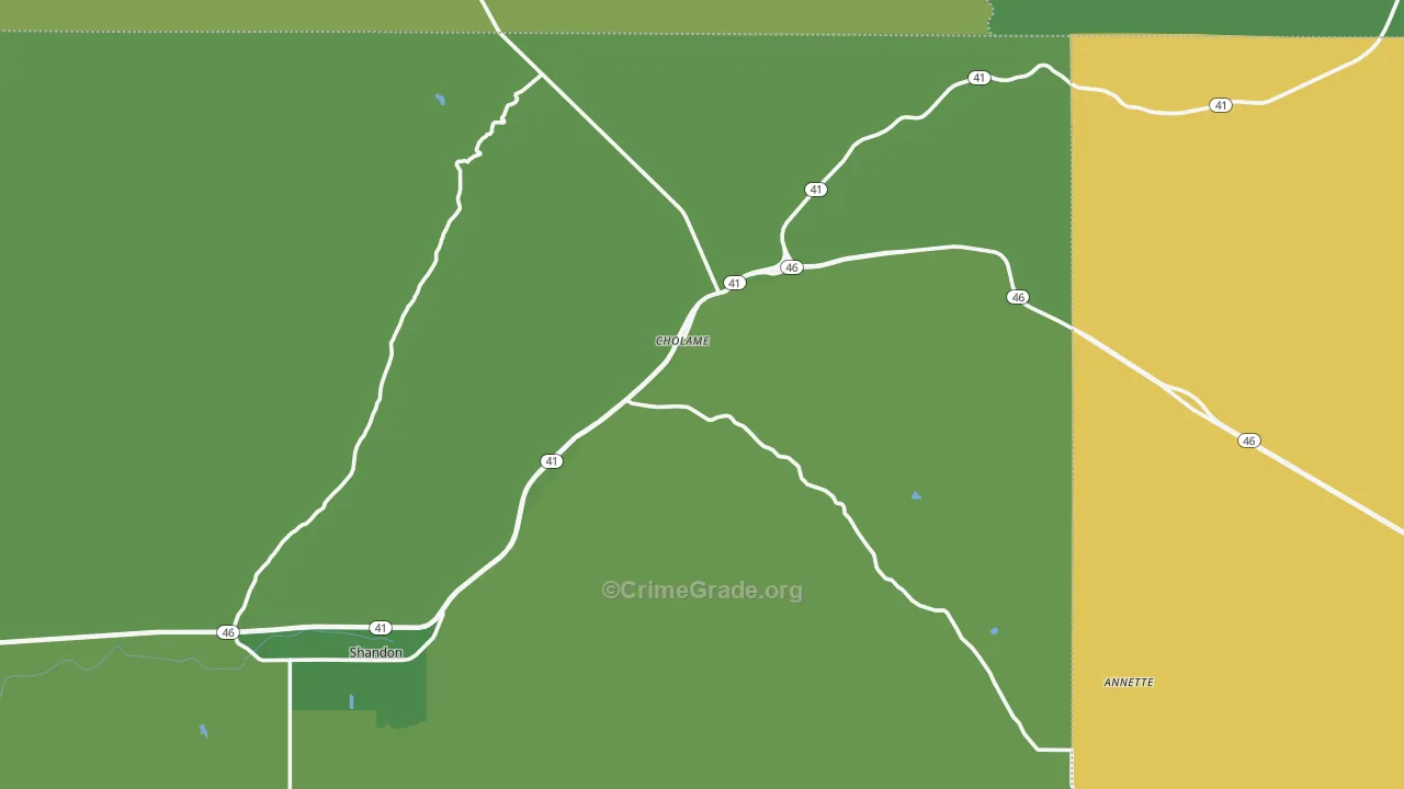 Cholame, CA Map of Robbery Rates