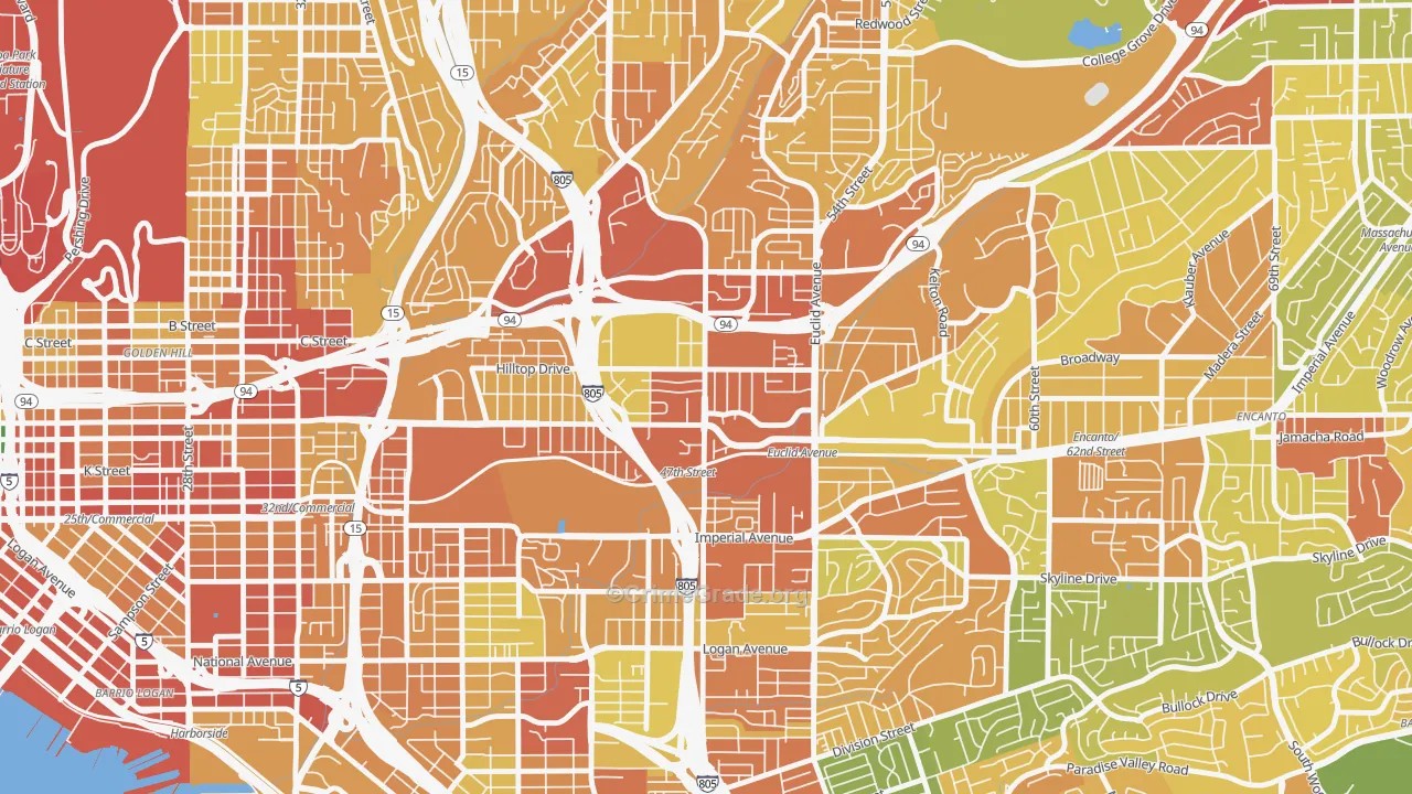 Chollas View, San Diego, CA Map of Robbery Rates