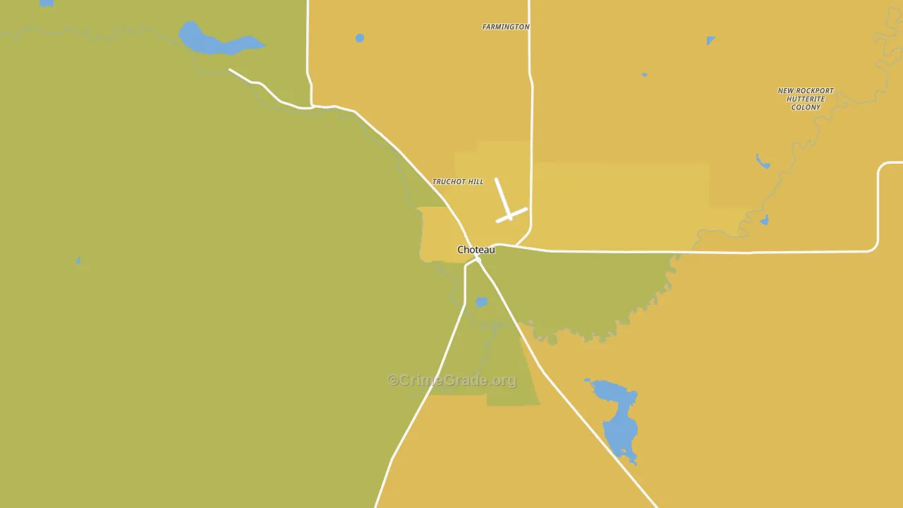 Choteau, MT Map of Robbery Rates