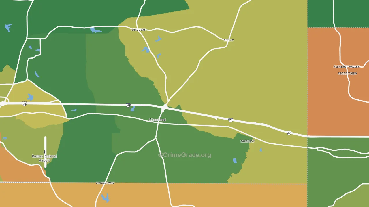 Choudrant, LA Map of Robbery Rates