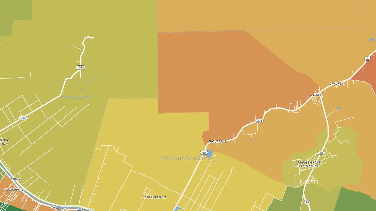Choupique, LA Map of Robbery Rates