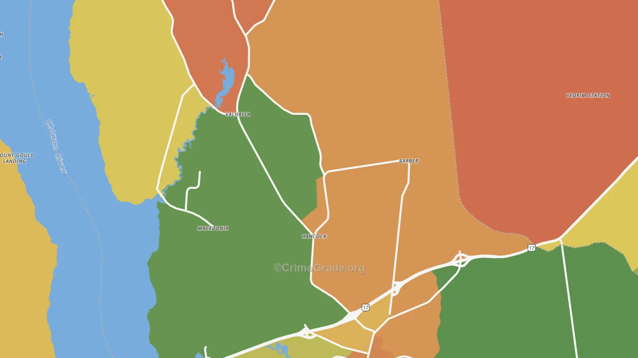Chowan County, NC Map of Robbery Rates