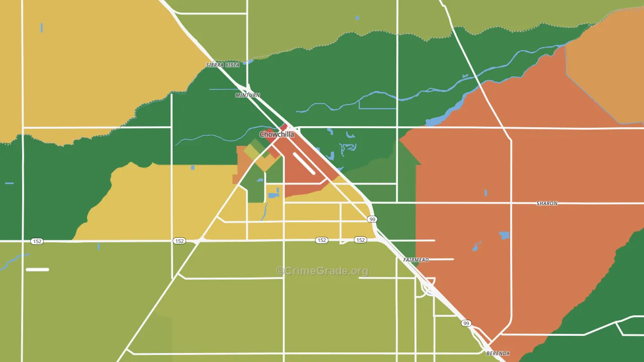 Chowchilla, CA Map of Robbery Rates