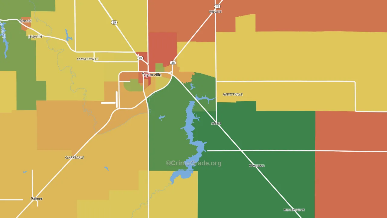 Christian County, IL Map of Robbery Rates