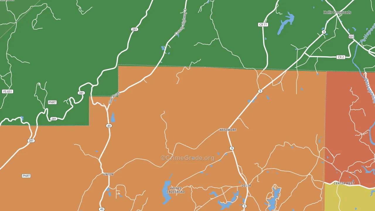 Christiana, AL Map of Robbery Rates