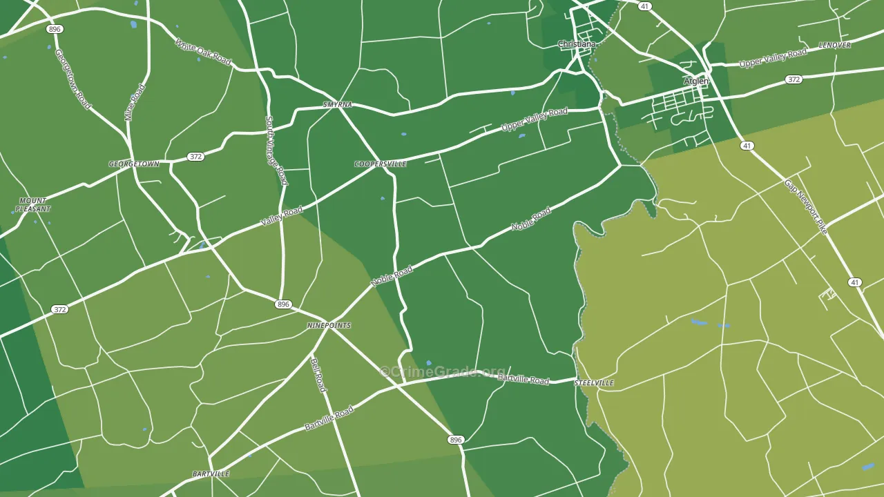 Christiana, PA Map of Robbery Rates