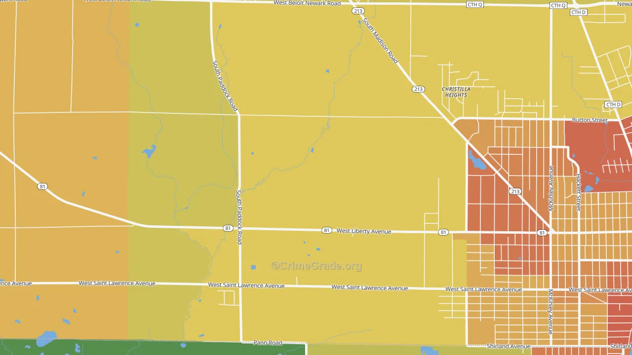 Christilla Heights, WI Map of Robbery Rates