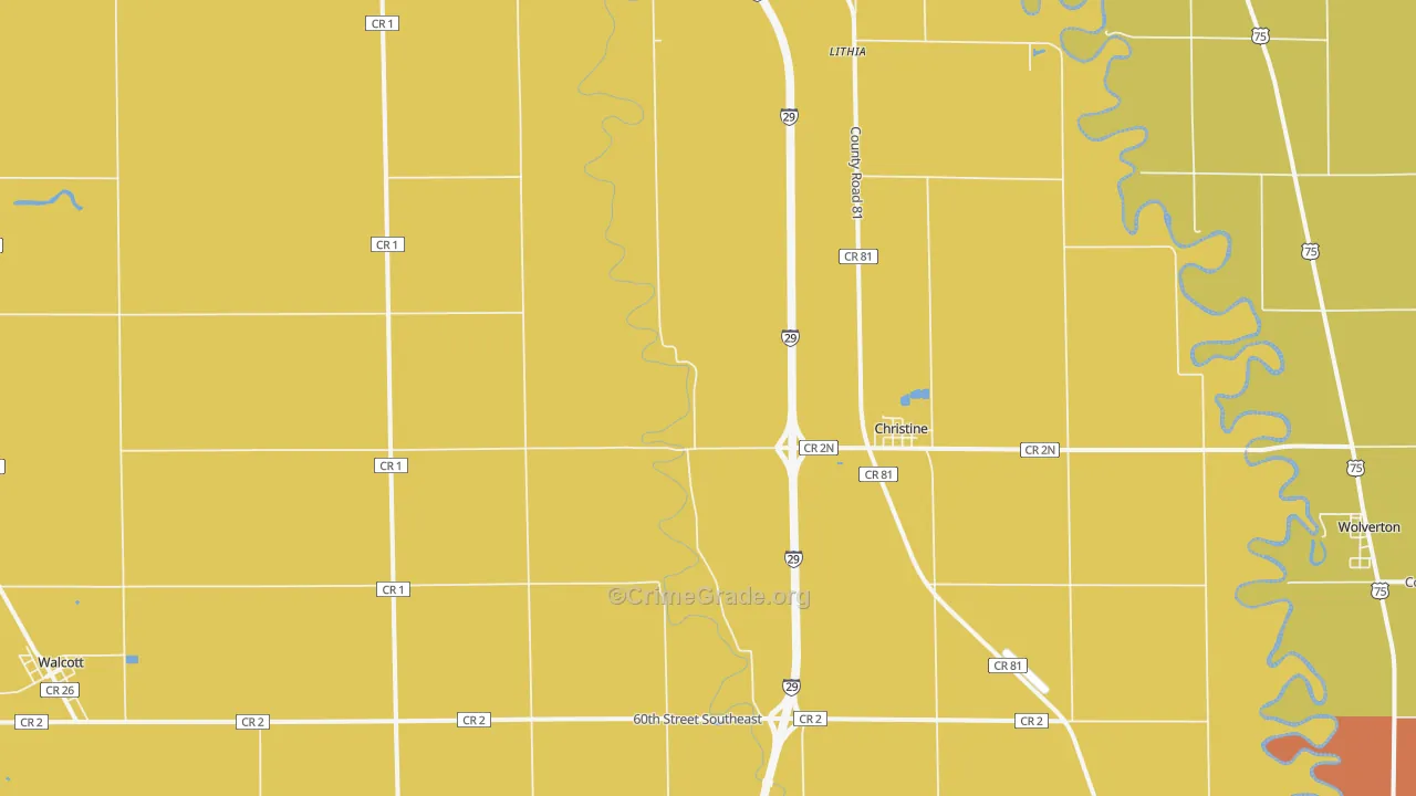 Christine, ND Map of Robbery Rates