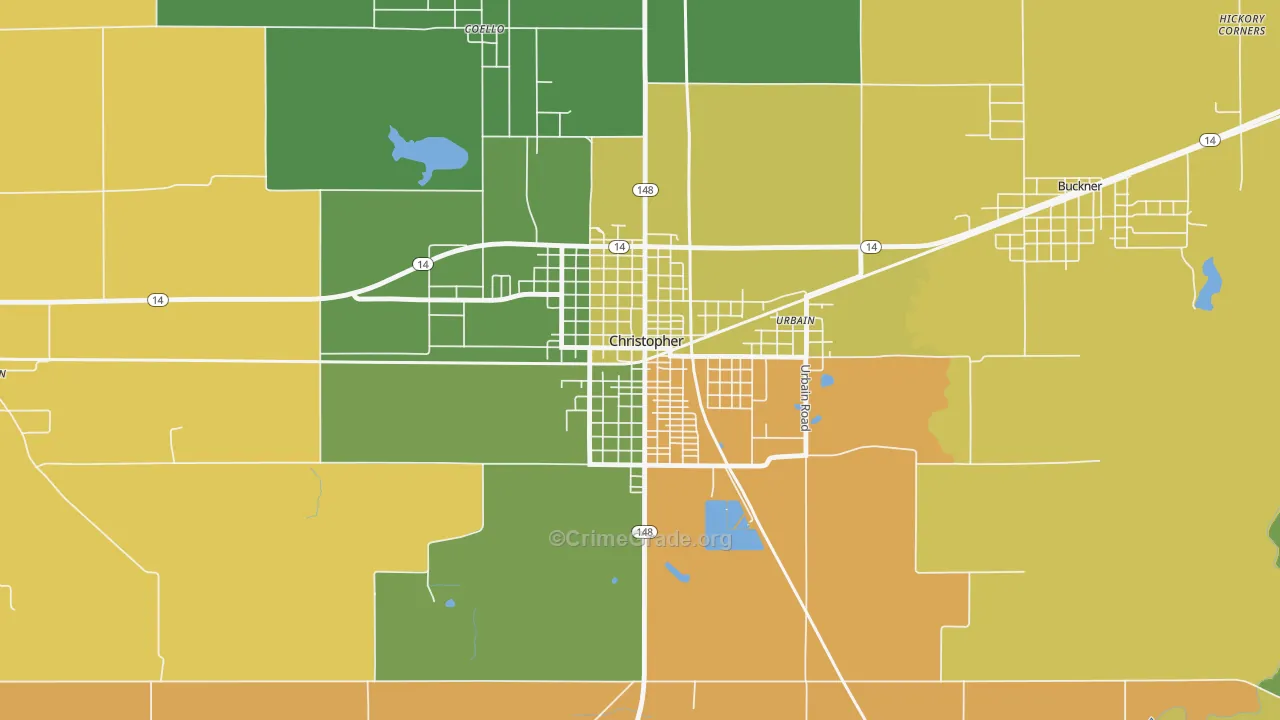 Christopher, IL Map of Robbery Rates