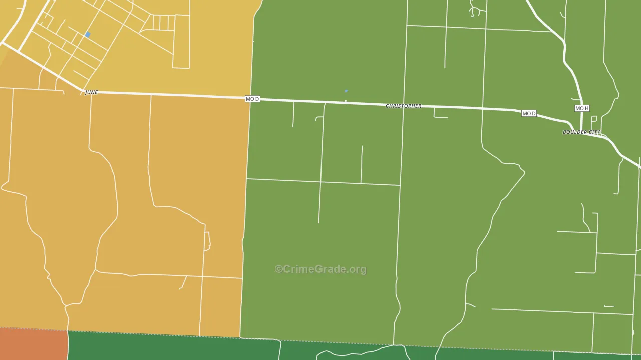 Christopher, MO Map of Robbery Rates