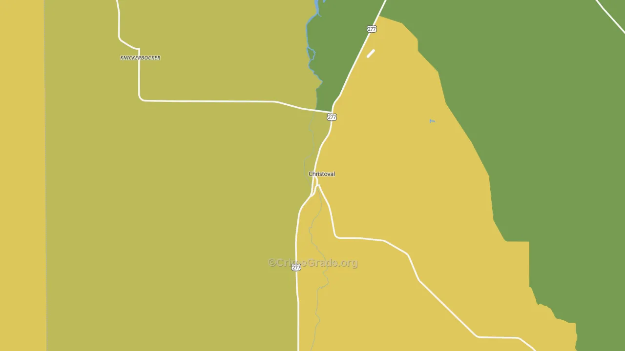 Christoval, TX Map of Robbery Rates