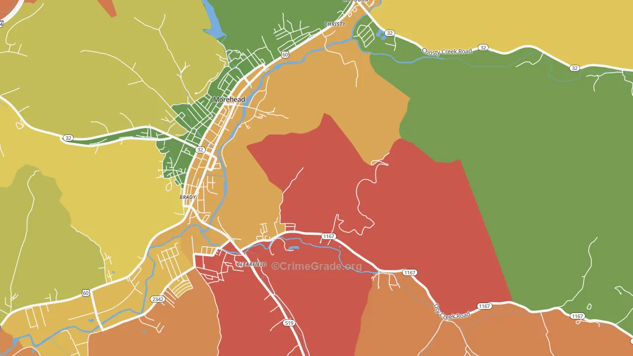 Christy, KY Map of Robbery Rates