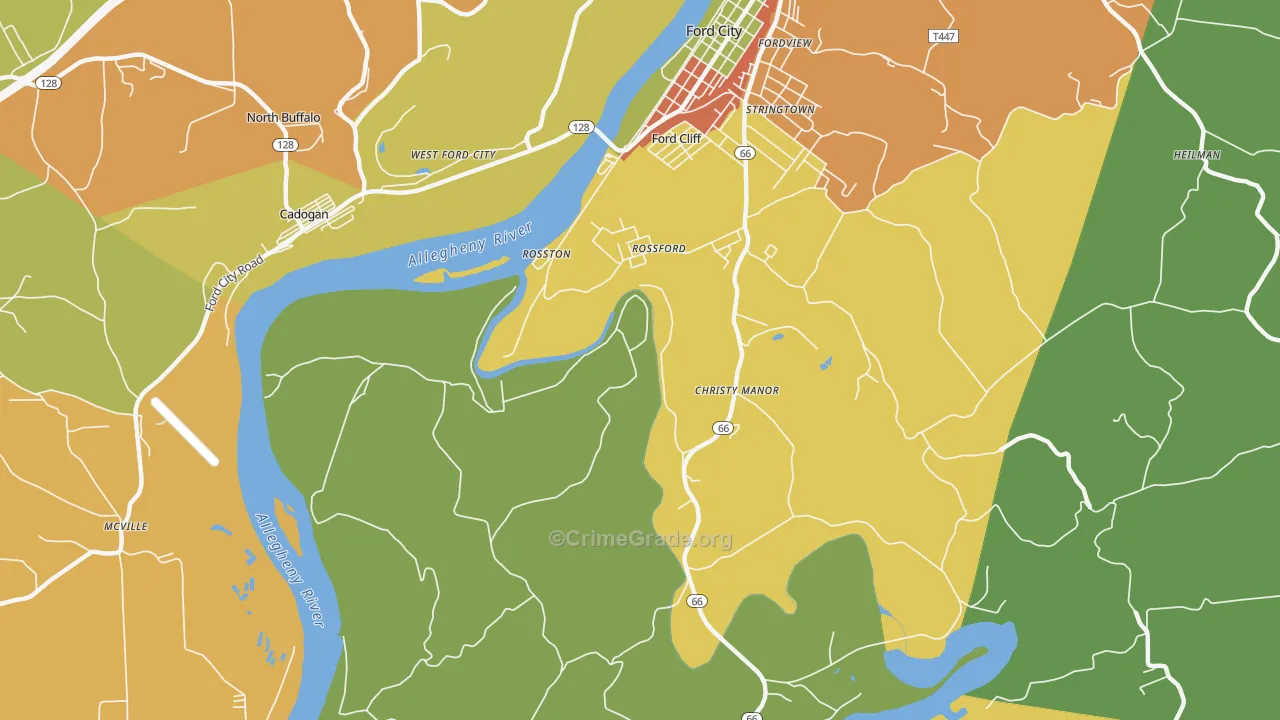 Christy Manor, PA Map of Robbery Rates