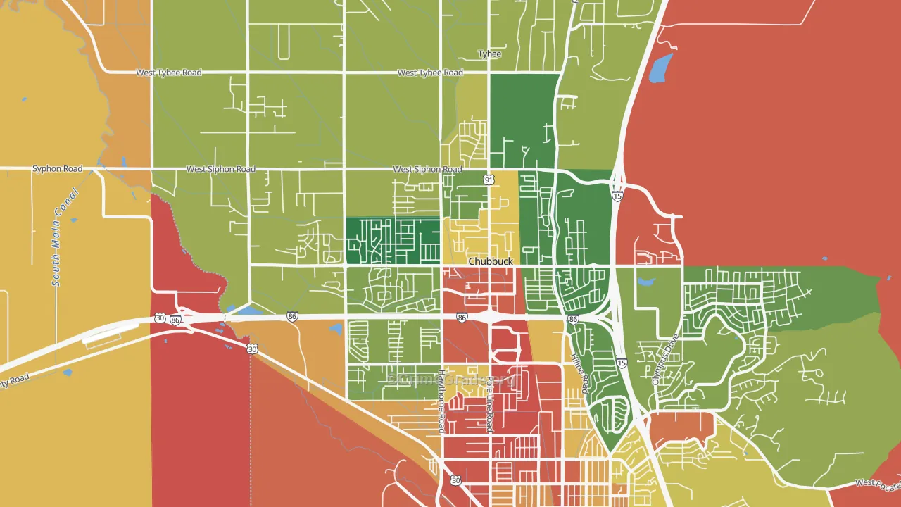 Chubbuck, ID Map of Robbery Rates