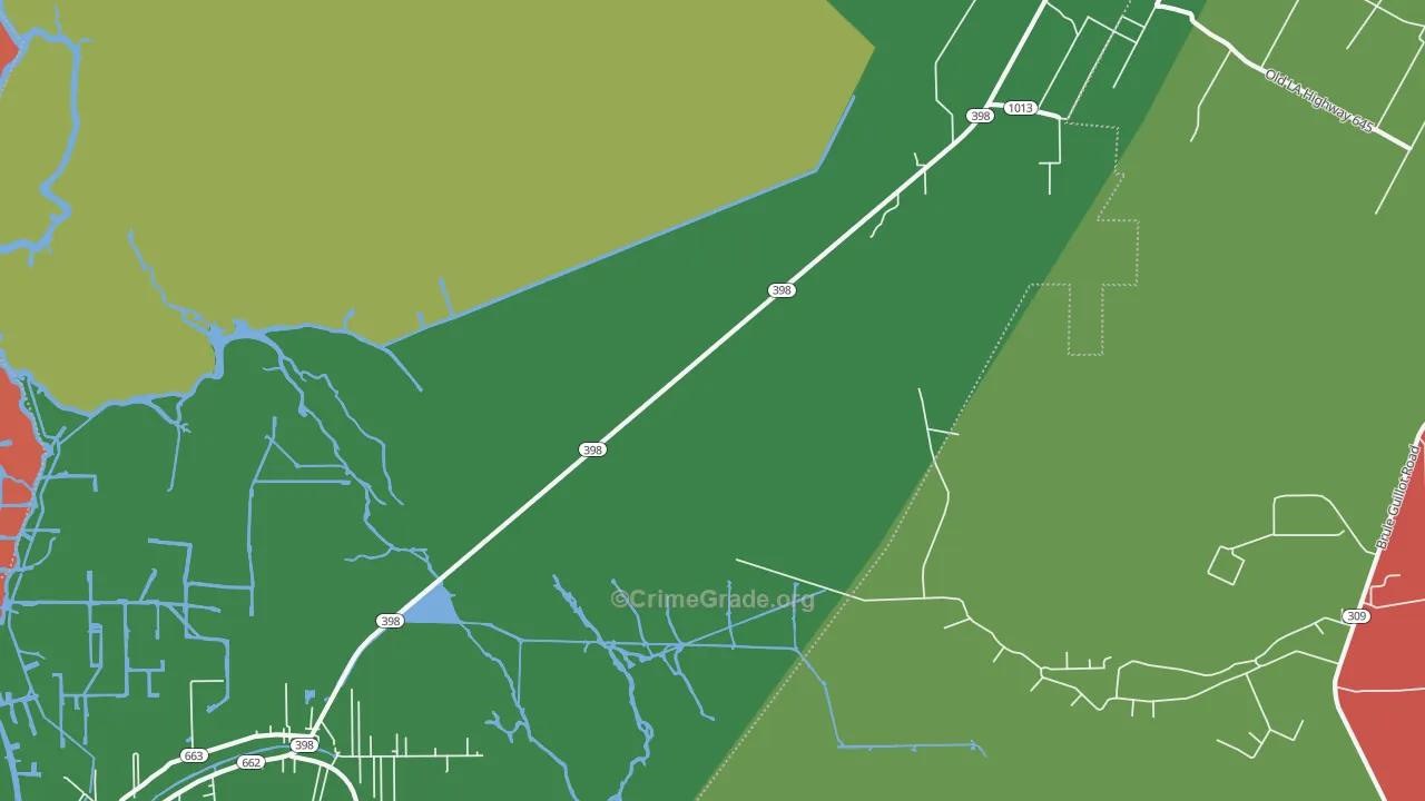 Chula, LA Map of Robbery Rates